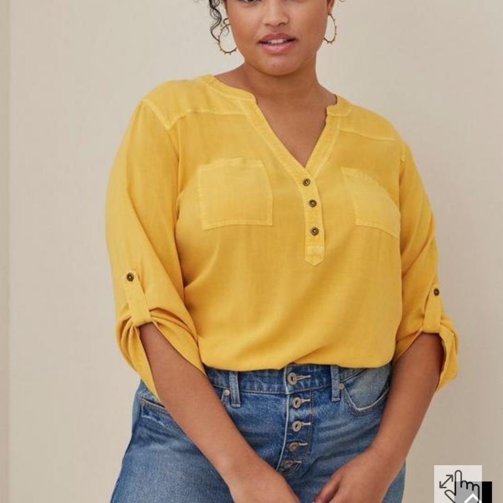 Plus Size 5X Torrid Yellow 💛 Harper Pullover Blouse women's  shirt